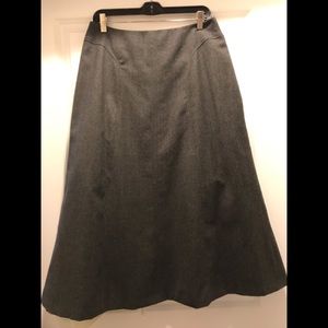 Ladies TALBOTS size 12 petite gray wool boot skirt, lined Back zipper.  Like new